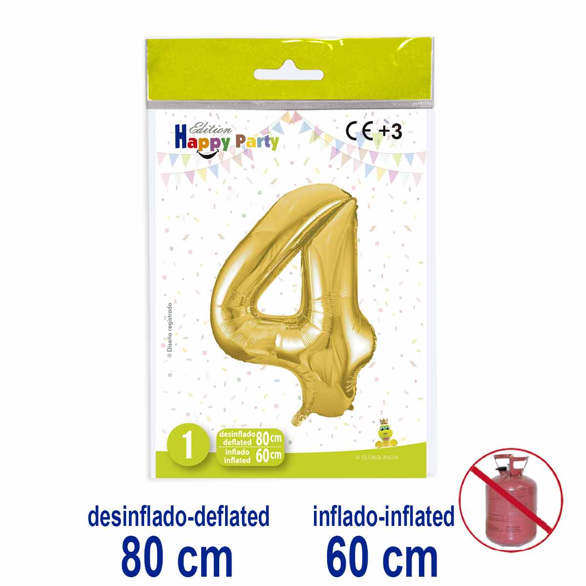 Globo Número 4 Poliamida Color Oro 80/60 cm