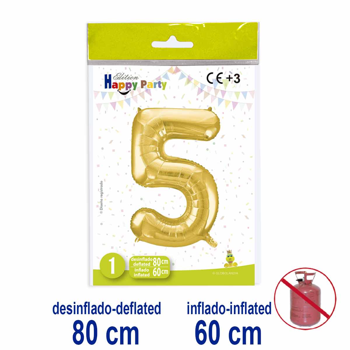 Globo Número 5 Poliamida Oro 80/60 cm