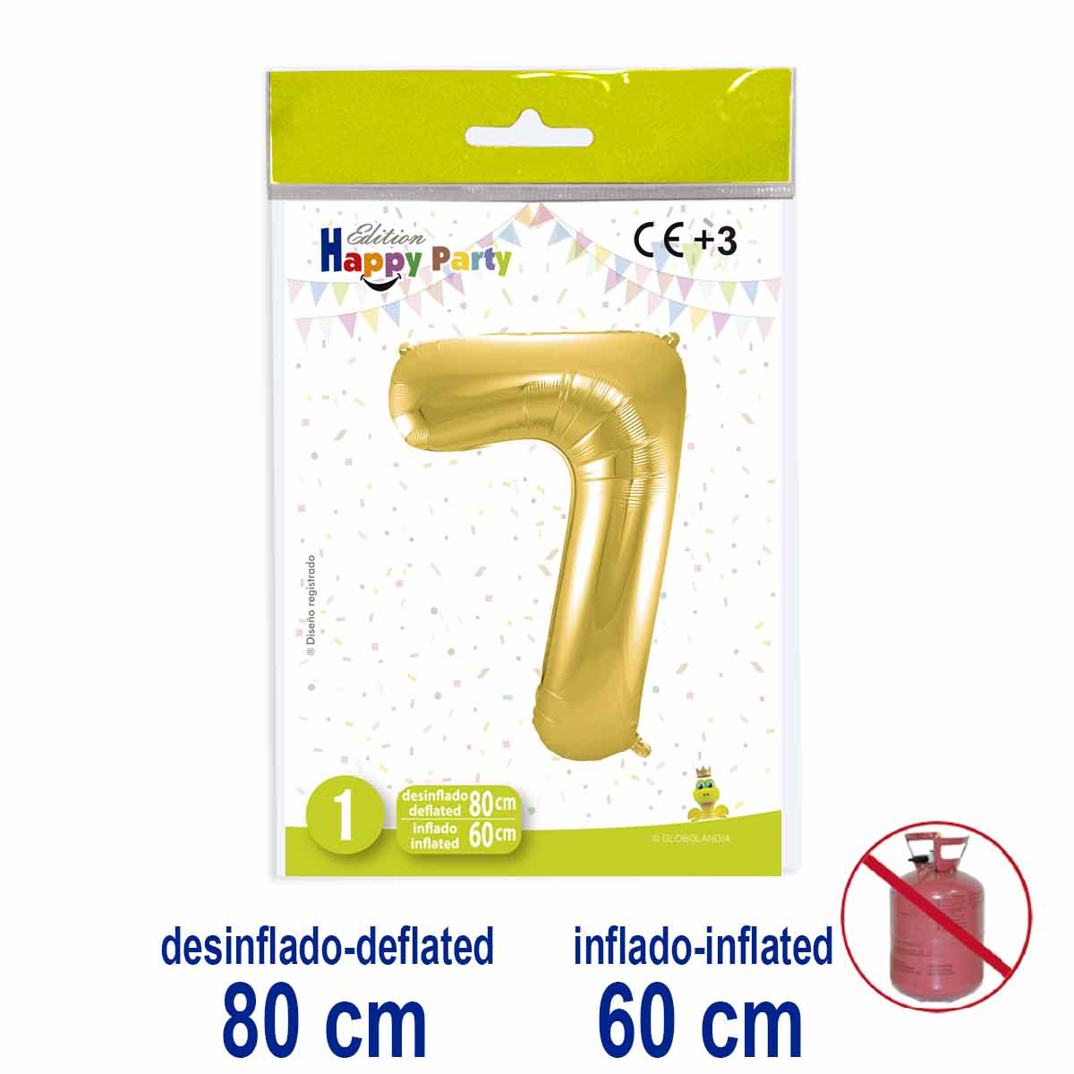 Globo Número 7 Poliamida Oro 80/60 cm