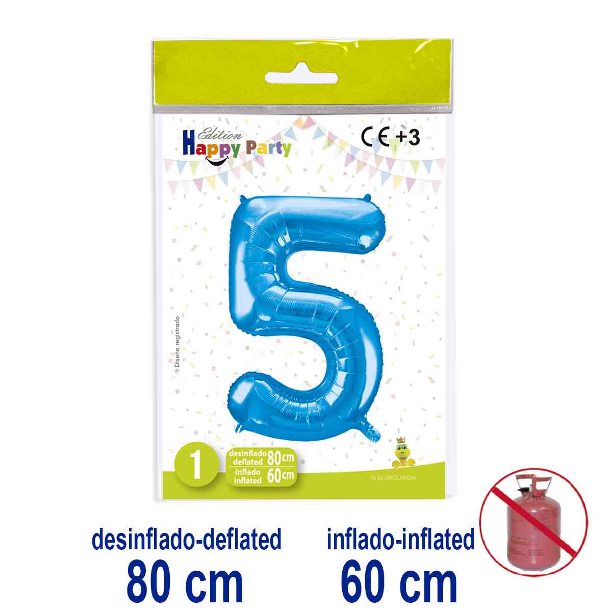 Globo Number Nº5 Poliamida Azul 80/60 cm