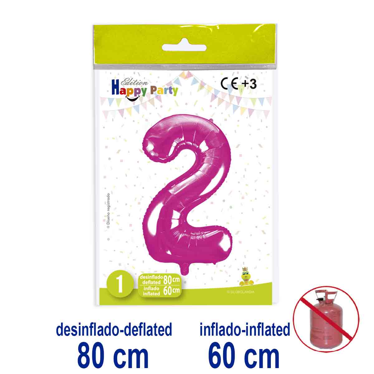 Globo Número 2 de Poliamida Rosa