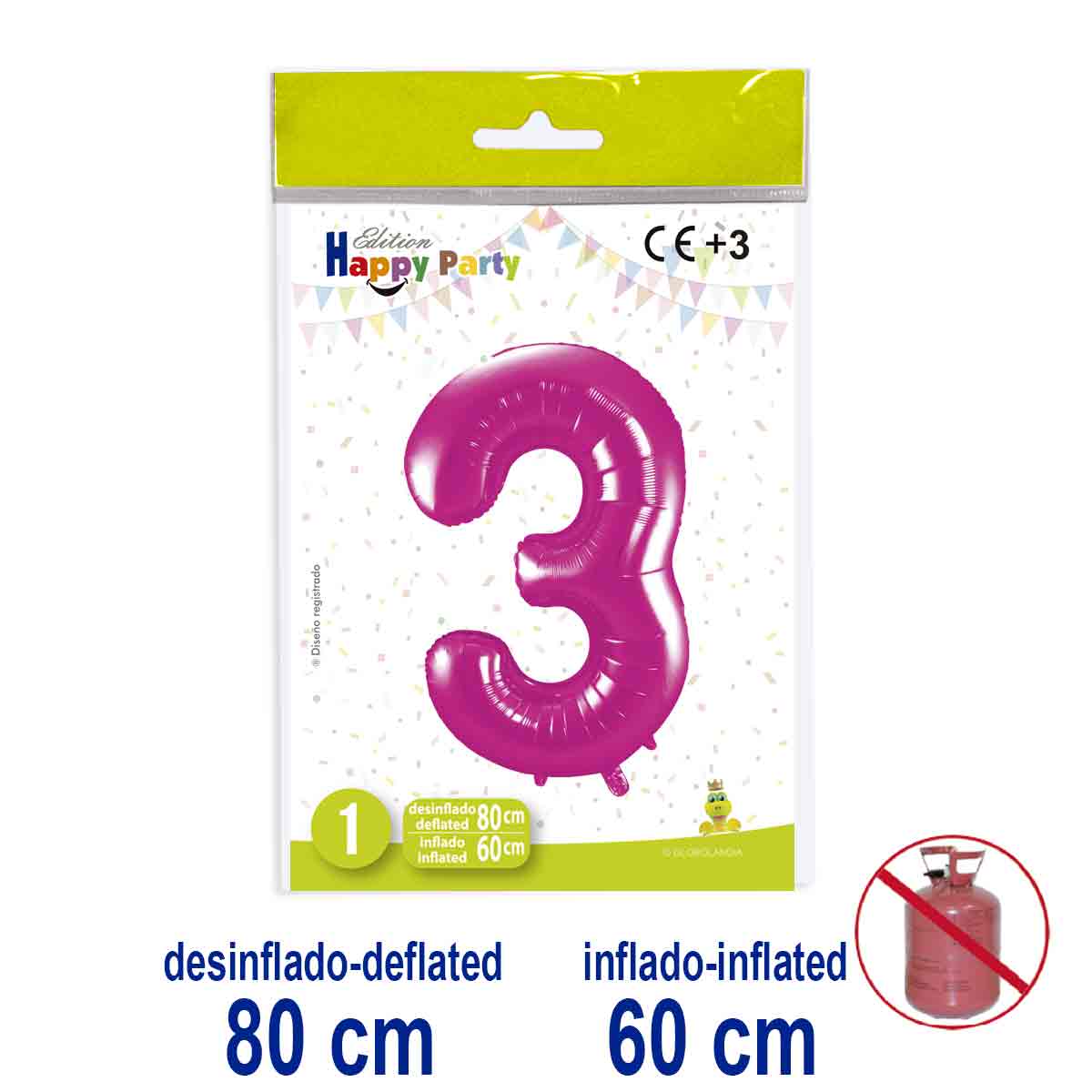 Globo Número 3 de Poliamida Rosa