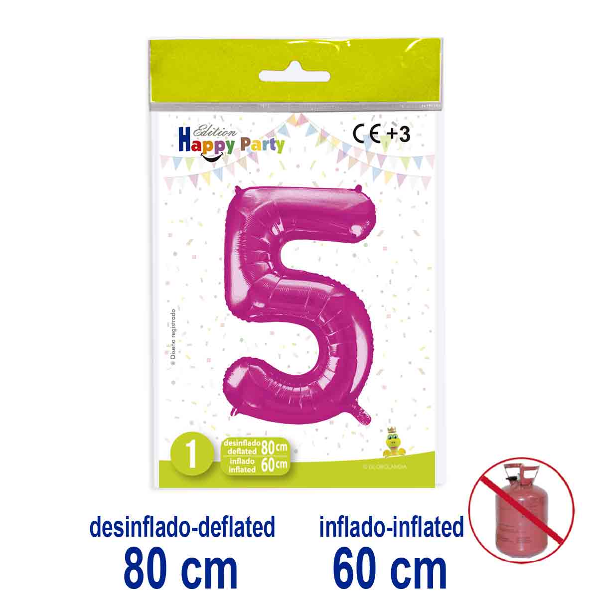 Globo Número 5 Poliamida Rosa