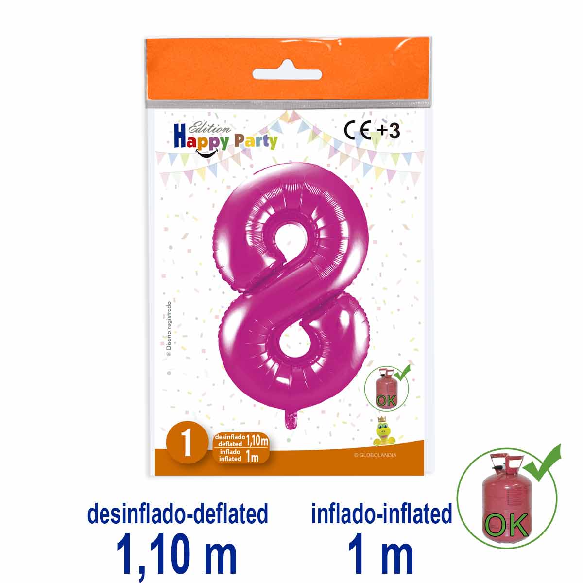 Globo Número 8 Poliamida Rosa 1 m