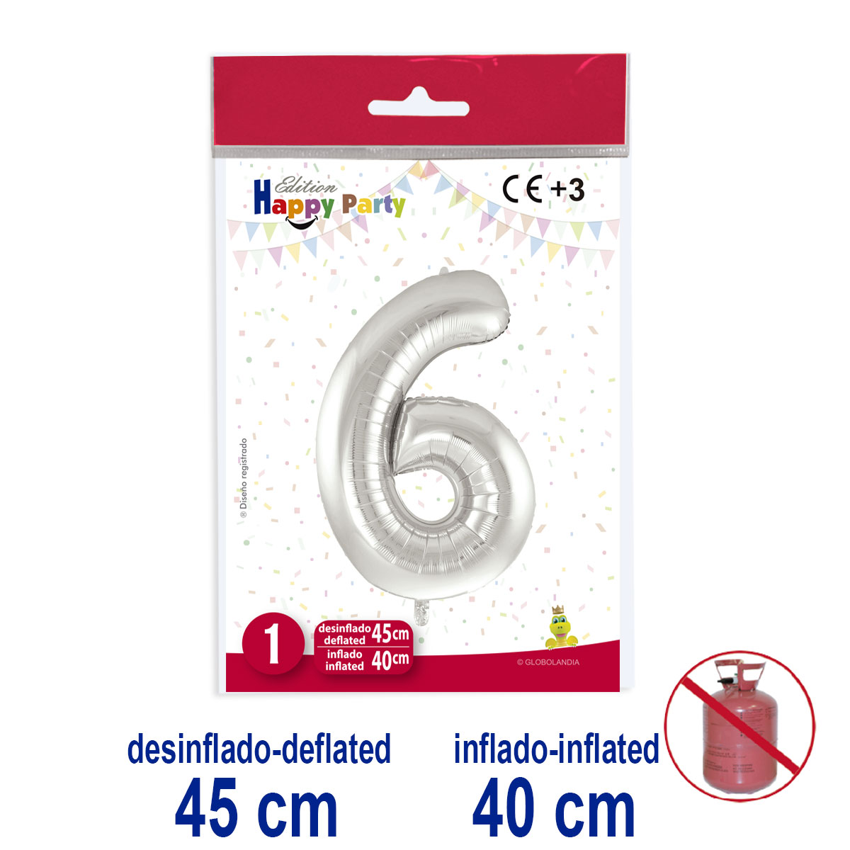 Globo Número 6 Poliamida Plata
