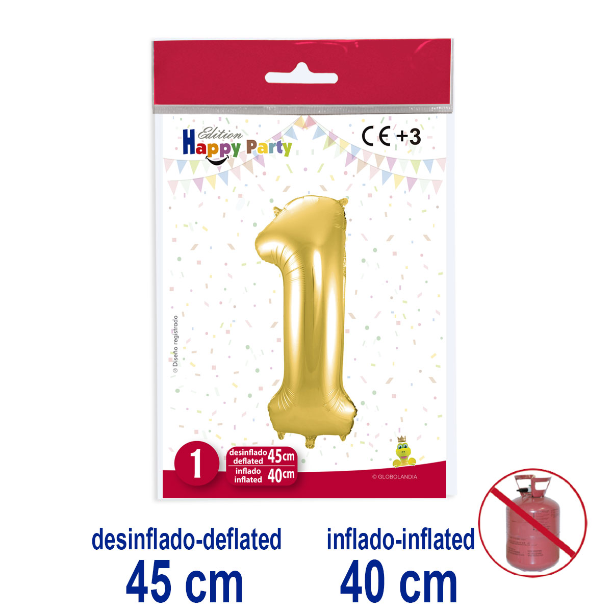 Globo Number Nº1 de Poliamida Color Oro 45/40 cm