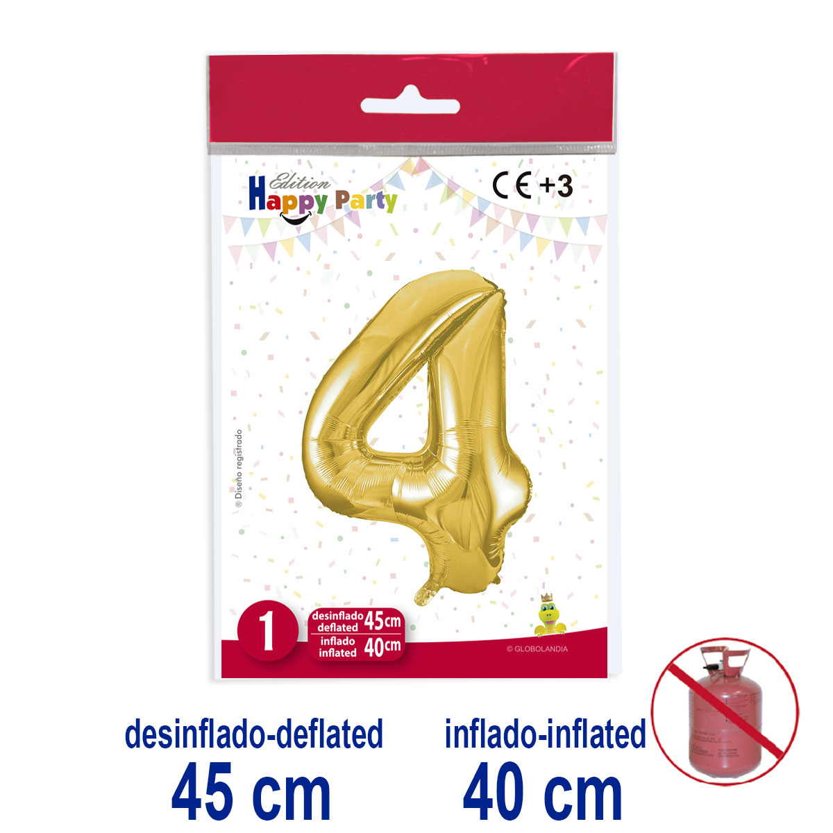Globo Número 4 Poliamida Oro 45/40 cm