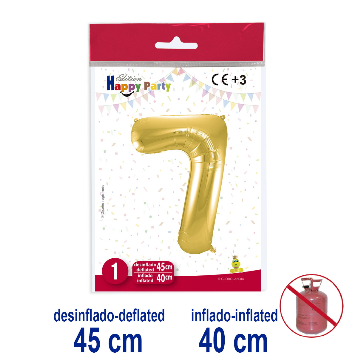 Globo Número 7 Poliamida Oro 45/40 cm