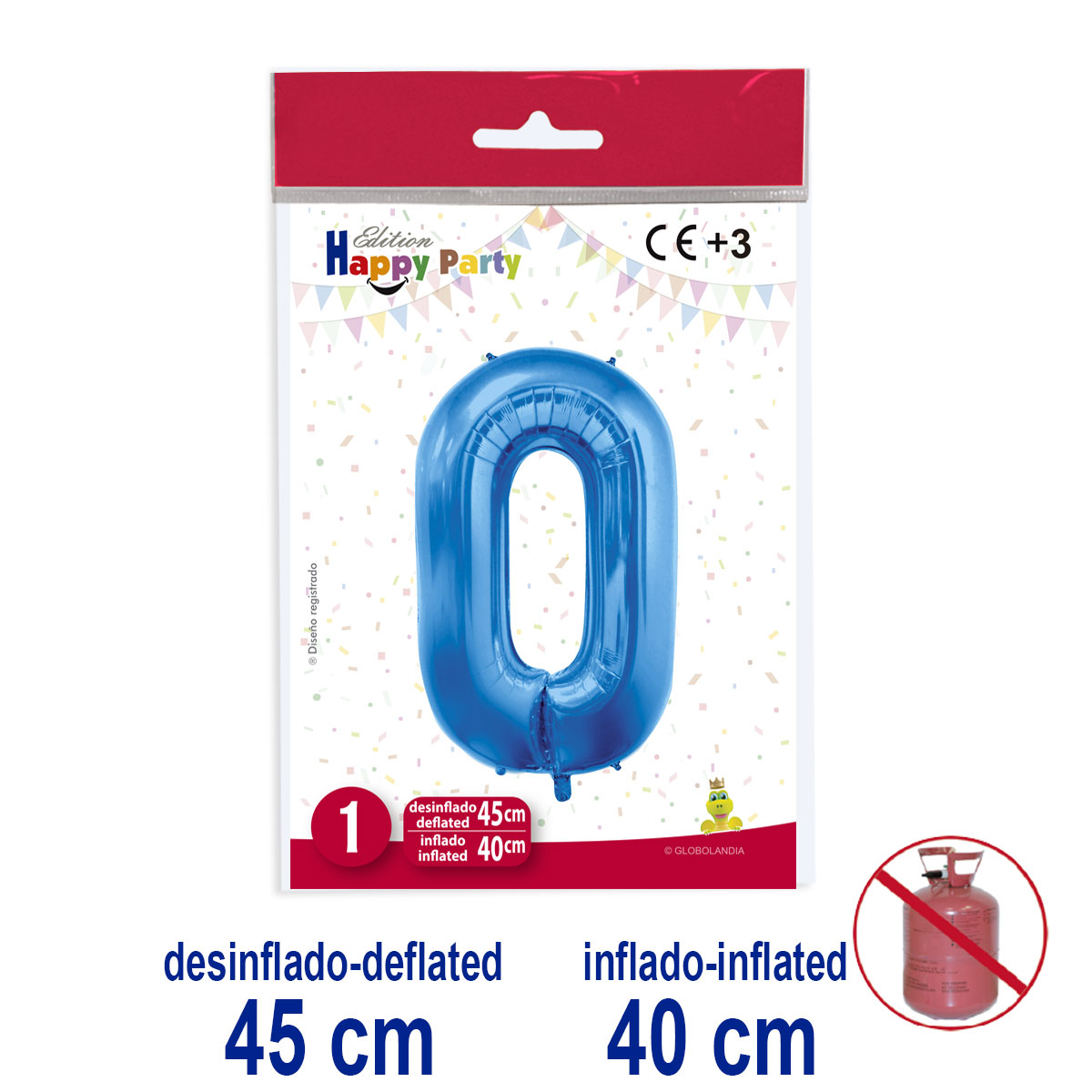 Globo Número 0 Poliamida Azul 45/40 cm