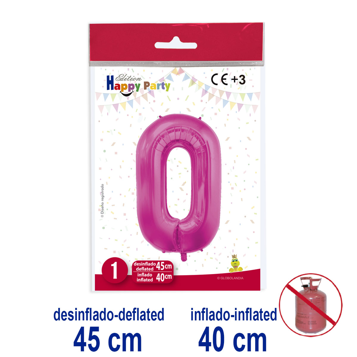 Globo Número 0 Poliamida Rosa 45/40 cm