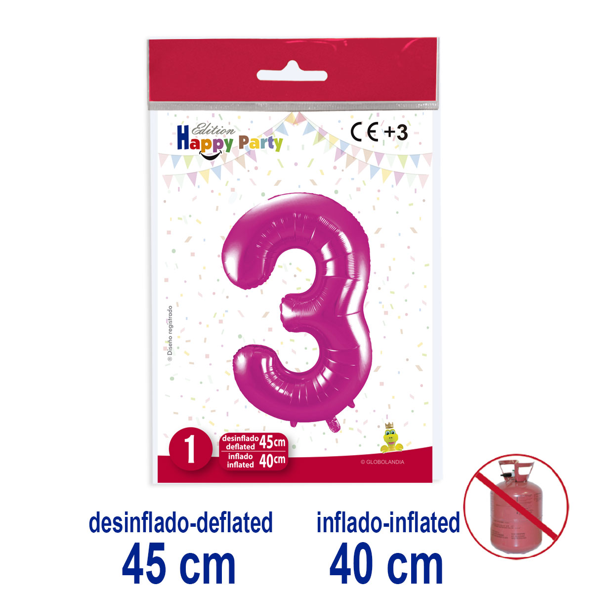 Globo Número 3 Poliamida Rosa