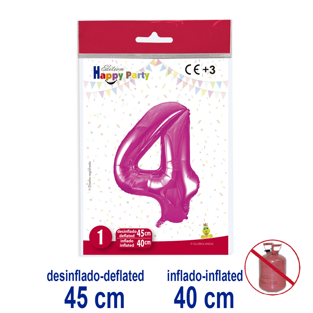 Globo Número 4 Poliamida Rosa 45/40 cm