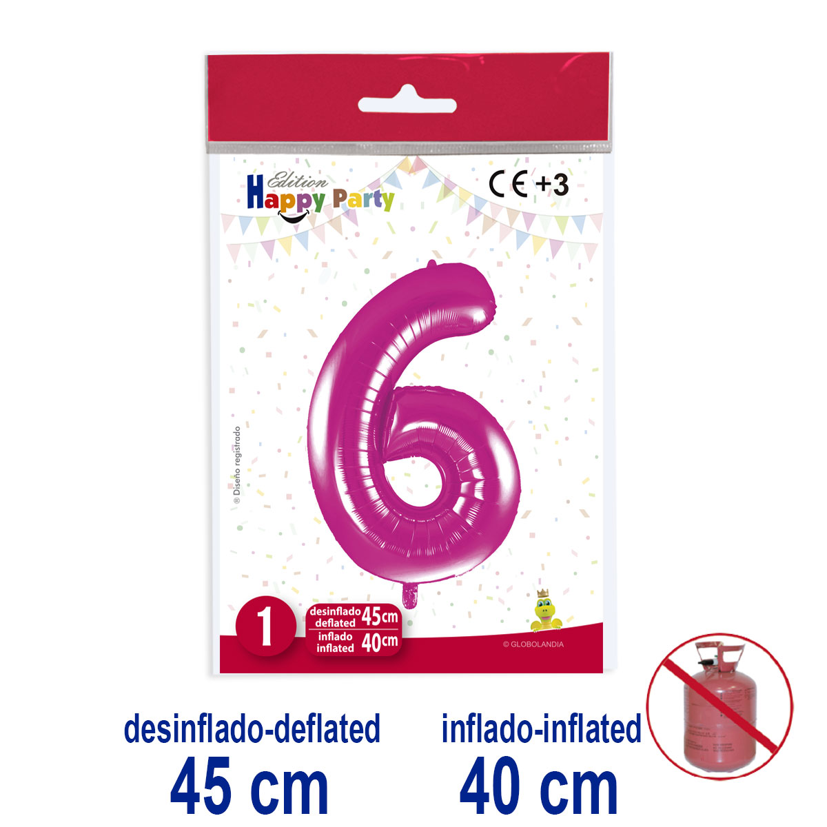 Globo Número 6 Poliamida Rosa 45/40 cm