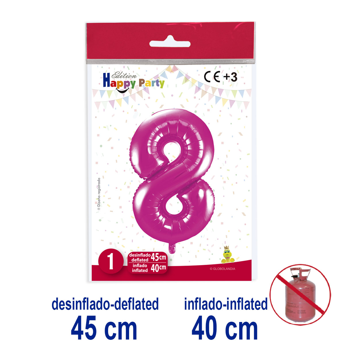 Globo Número 8 Poliamida Rosa 45/40 cm