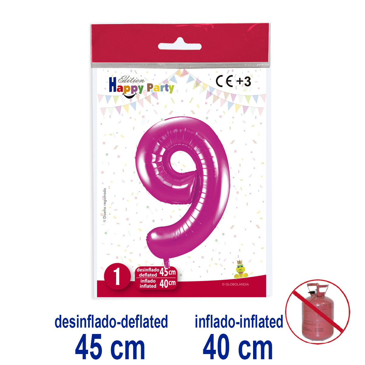 Globo Número 9 Poliamida Rosa
