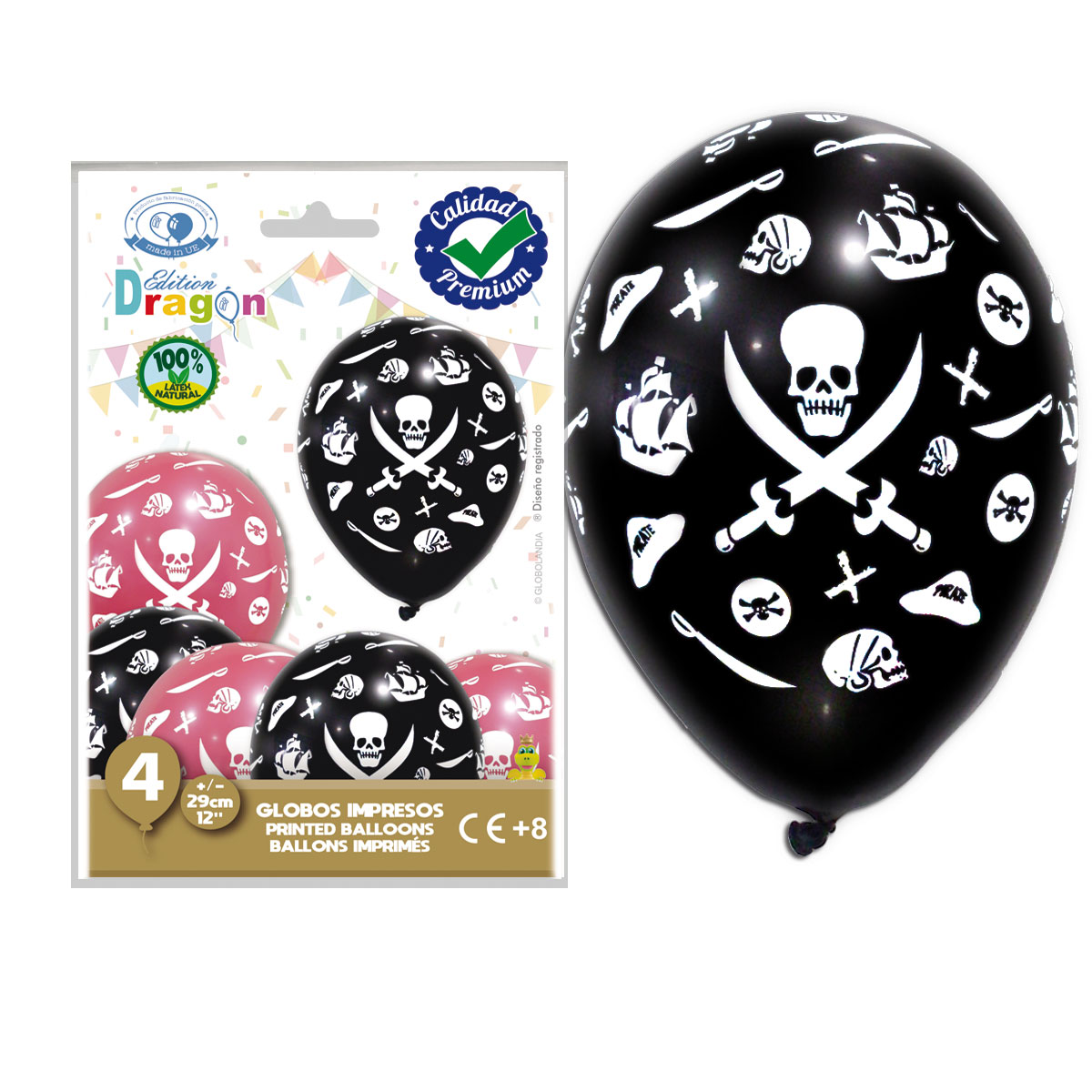 Globos impresos piratas 12 pulgadas