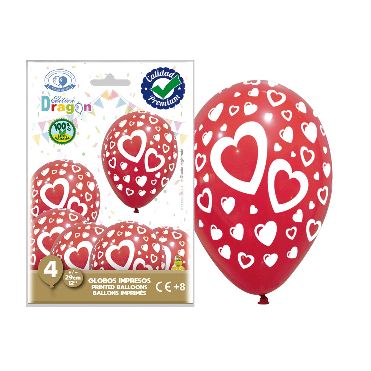 Globos de látex rojos con corazones