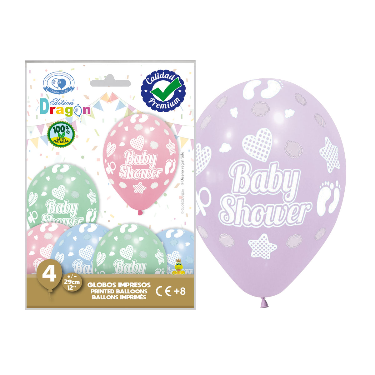 Globos Baby Shower Dragon Edition, pack de 4