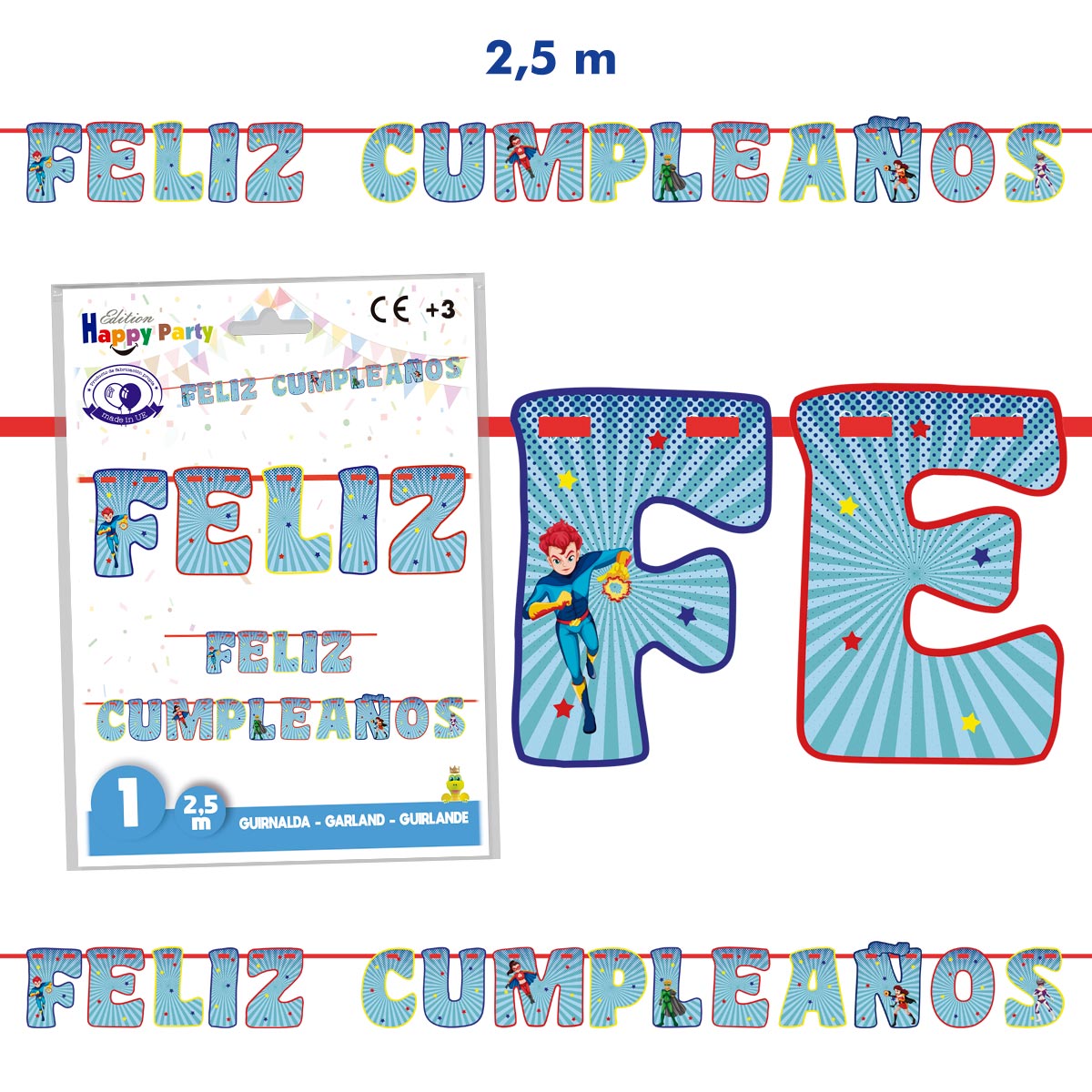 Guirnalda Superhéroes Feliz Cumpleaños