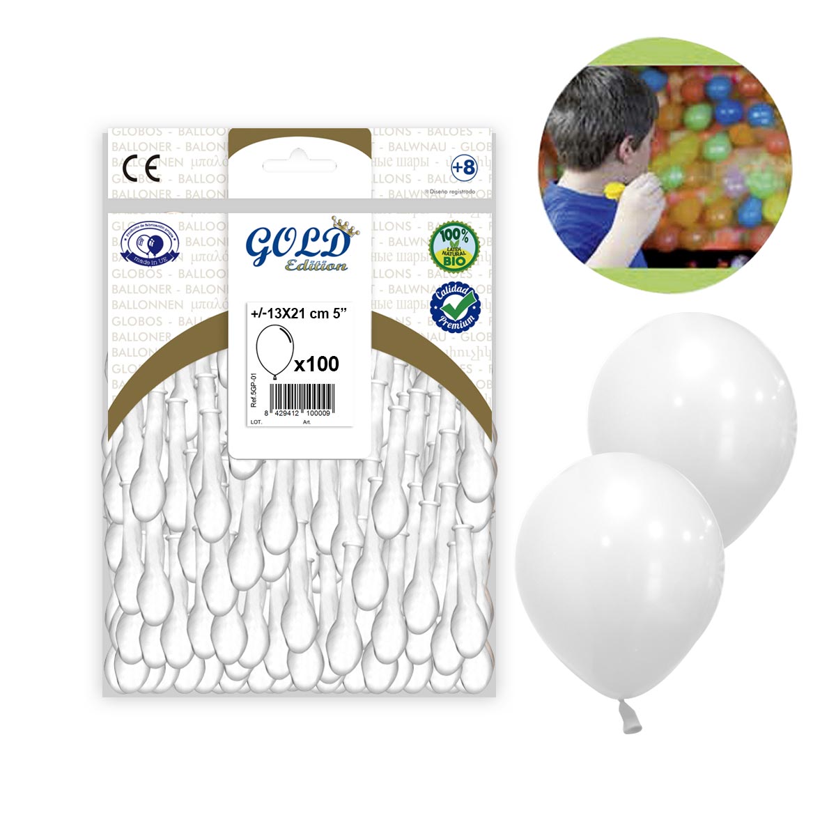 Globos Pastel Blanco 5″ - Bolsa 100 uds