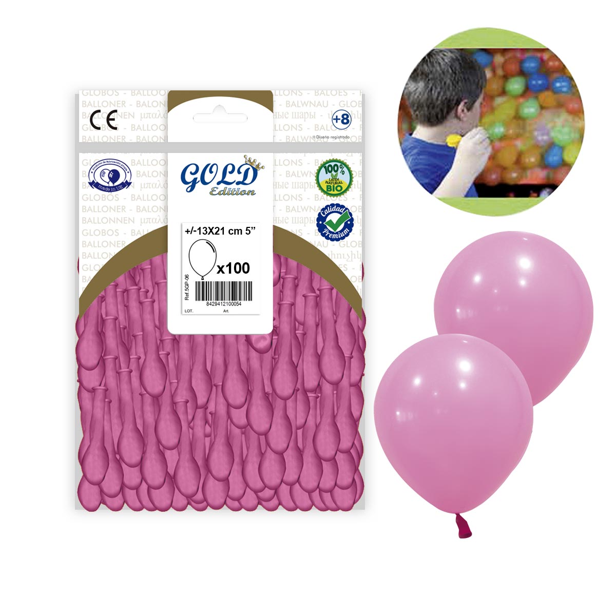 Globo Rosa Pastel 5" - Bolsa de 100 uds