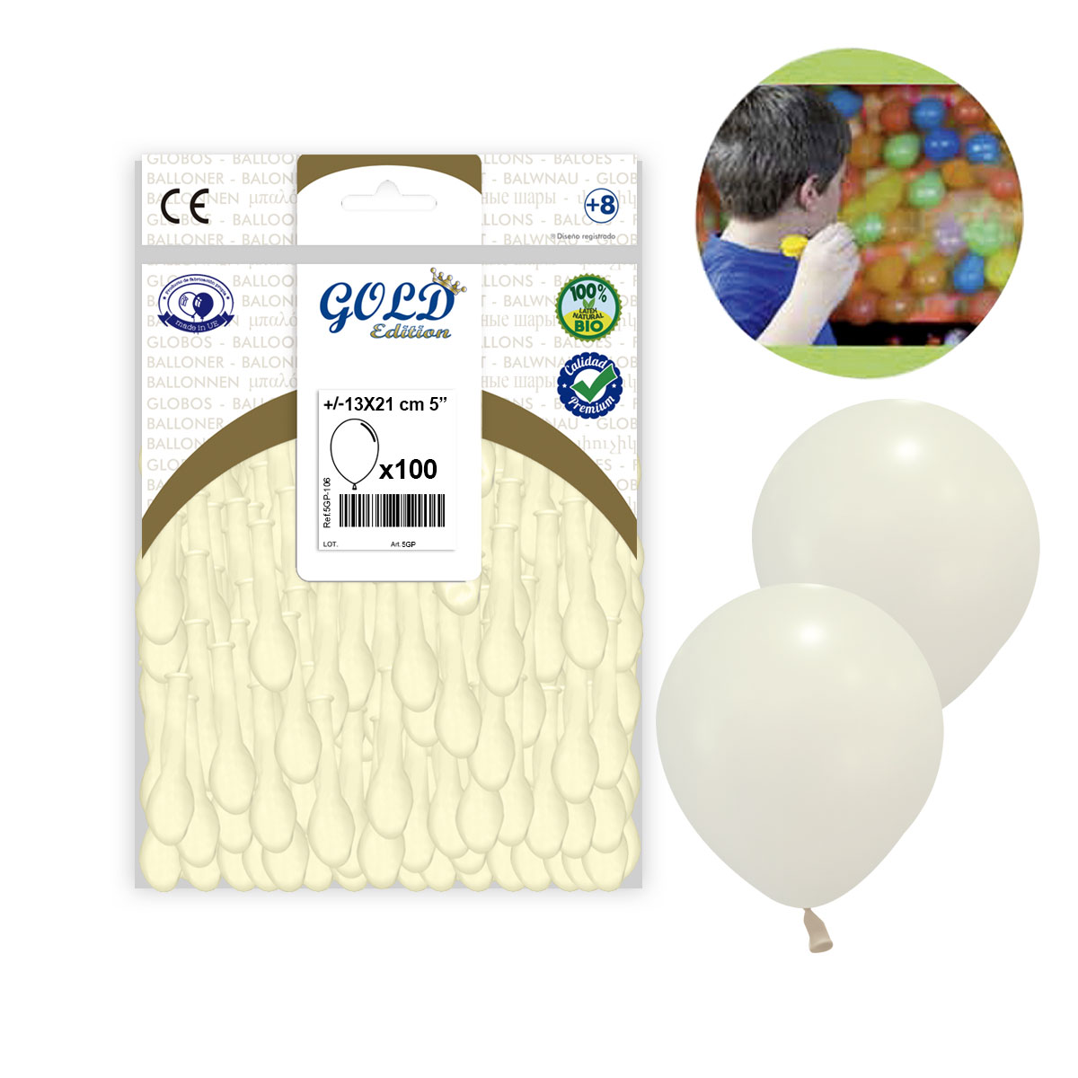Globo Liso Lino 5 Pulgadas Gold Edition