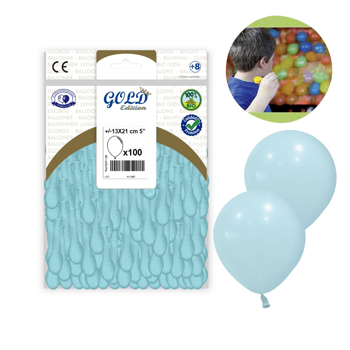Globo Azul Pastel Liso 5 pulgadas