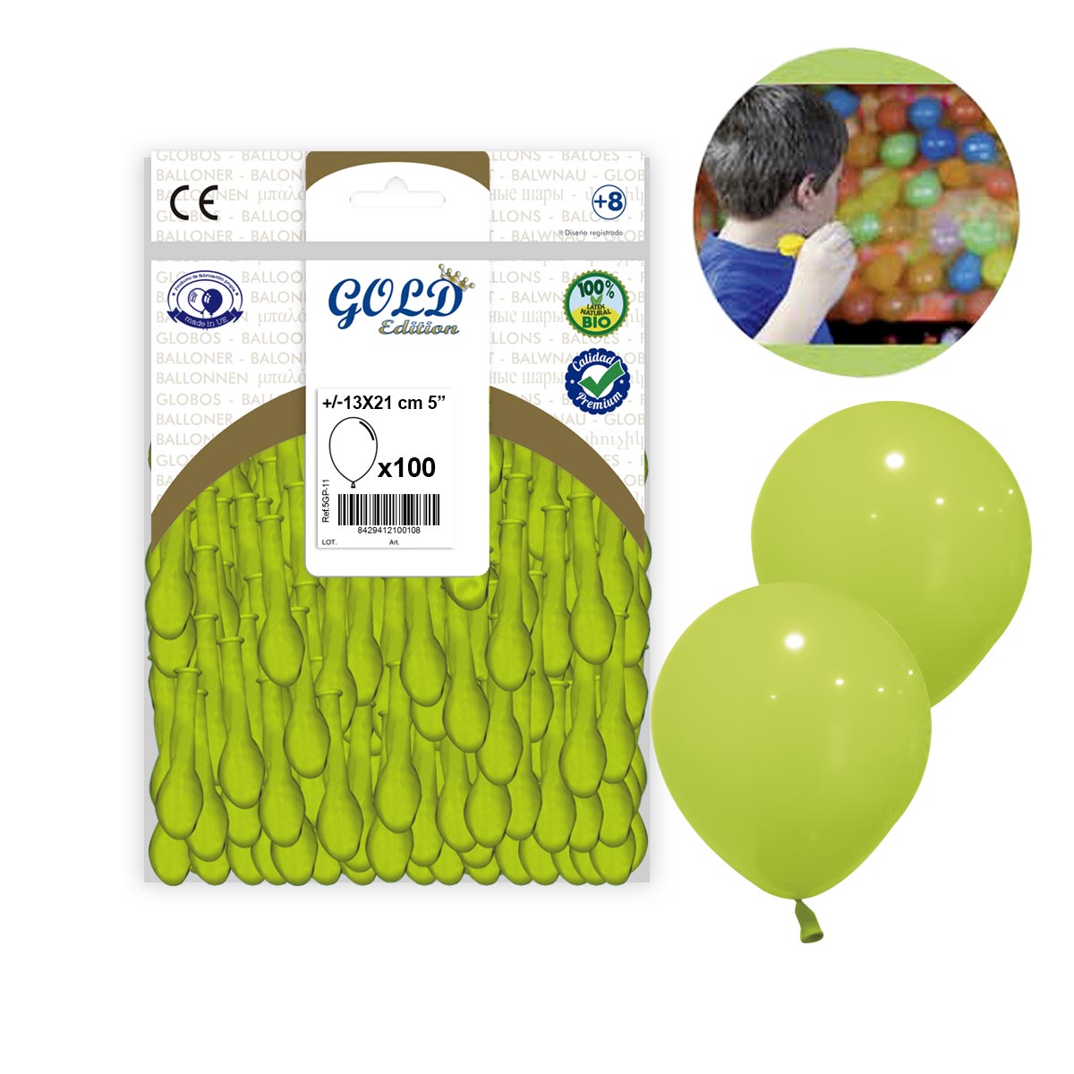 Globo Verde Pistacho 5" Bolsa 100 uds