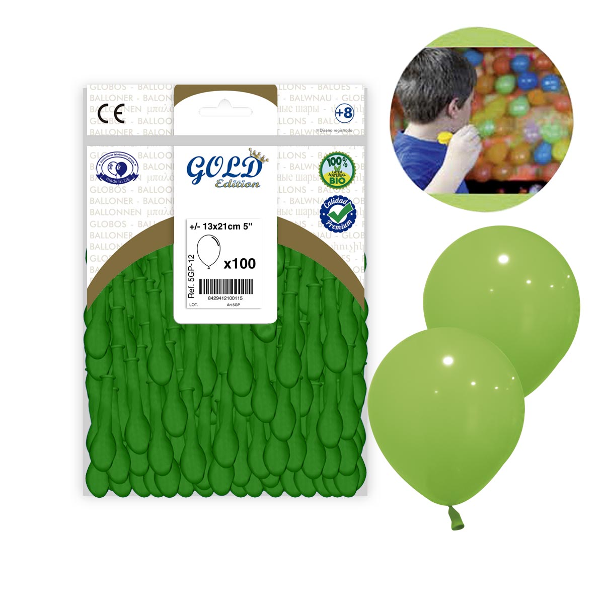Globos Verdes 5 Pulgadas - Bolsa de 100