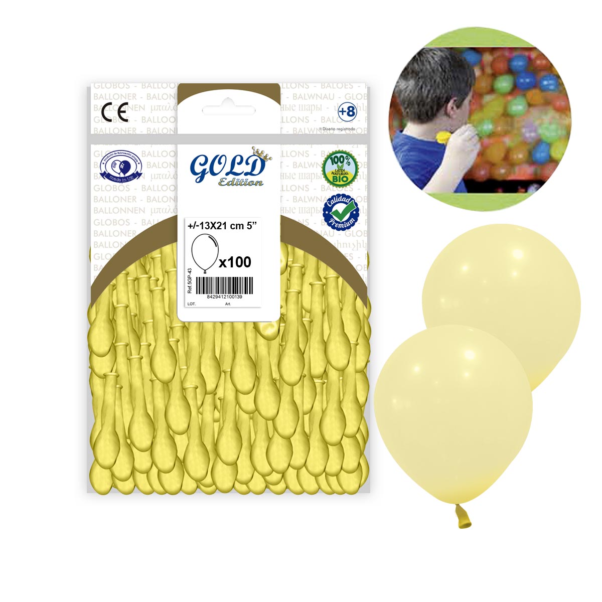 Globos Mostaza Pastel 5" - Bolsón 100 uds