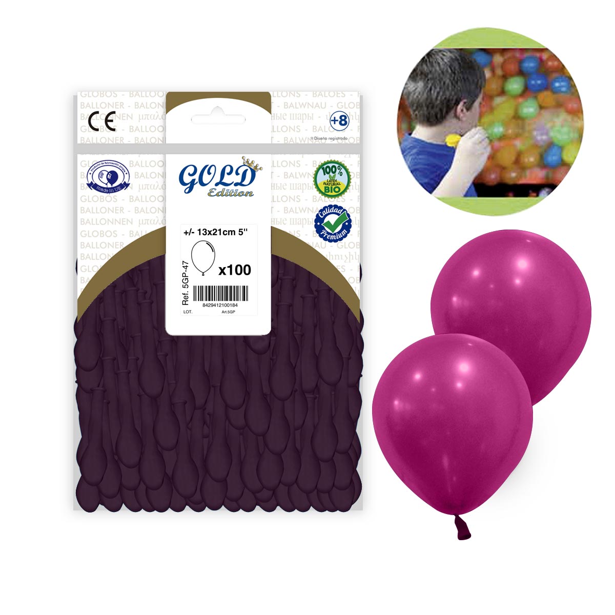 Globo Burdeos Liso 5 pulgadas - Bolsa 100 uds