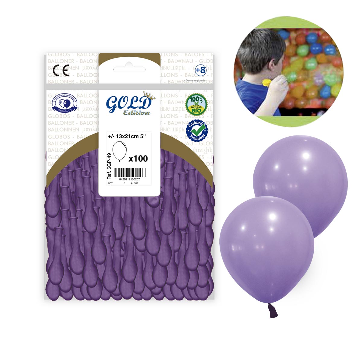 Globos Lila Pastel 13 cm (5″) - Bolsa 100 unidades