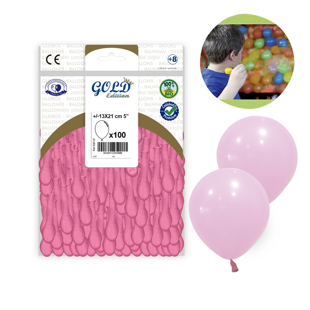 Globo Rosa Chicle 5" Gold Edition