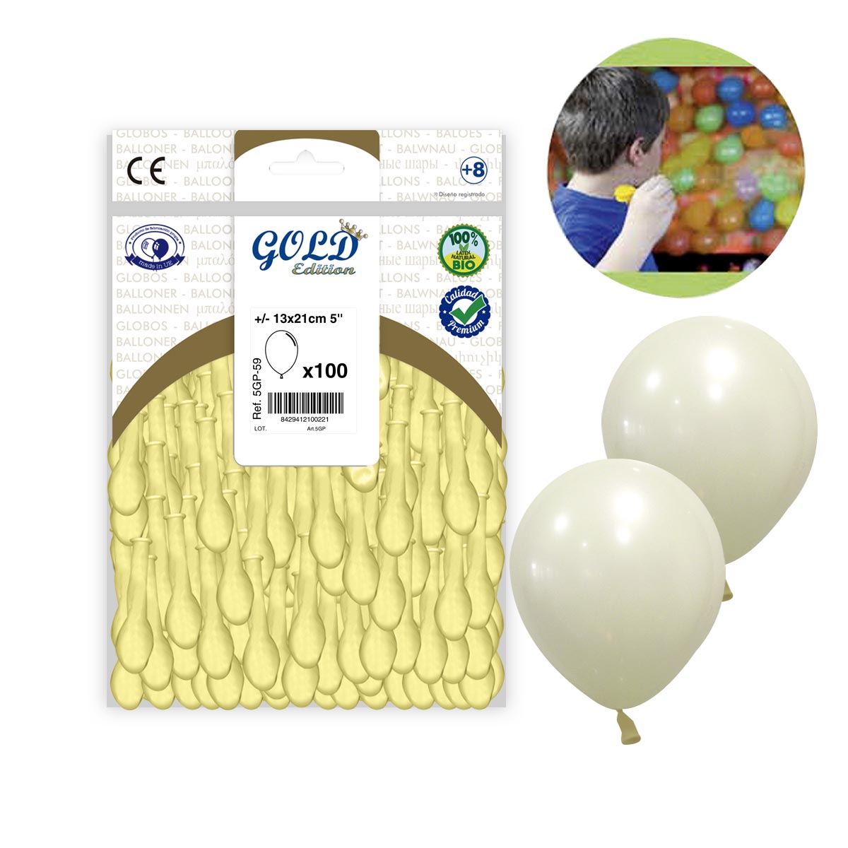 Globos Marfil 5 pulgadas