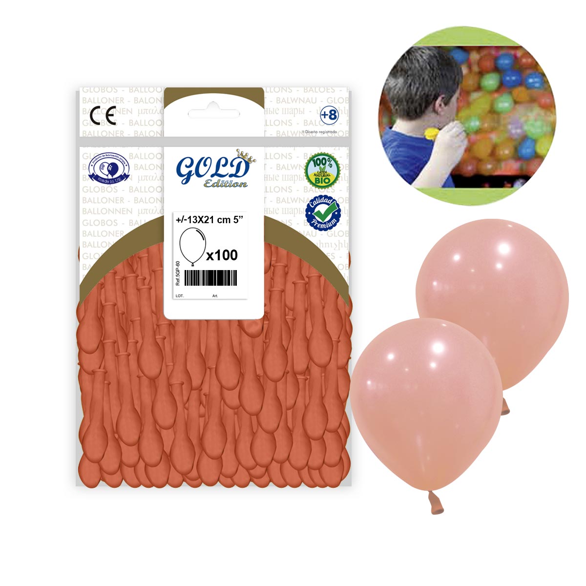 Globos Salmón Pastel Metalizado 13 cm - Bolsa 100