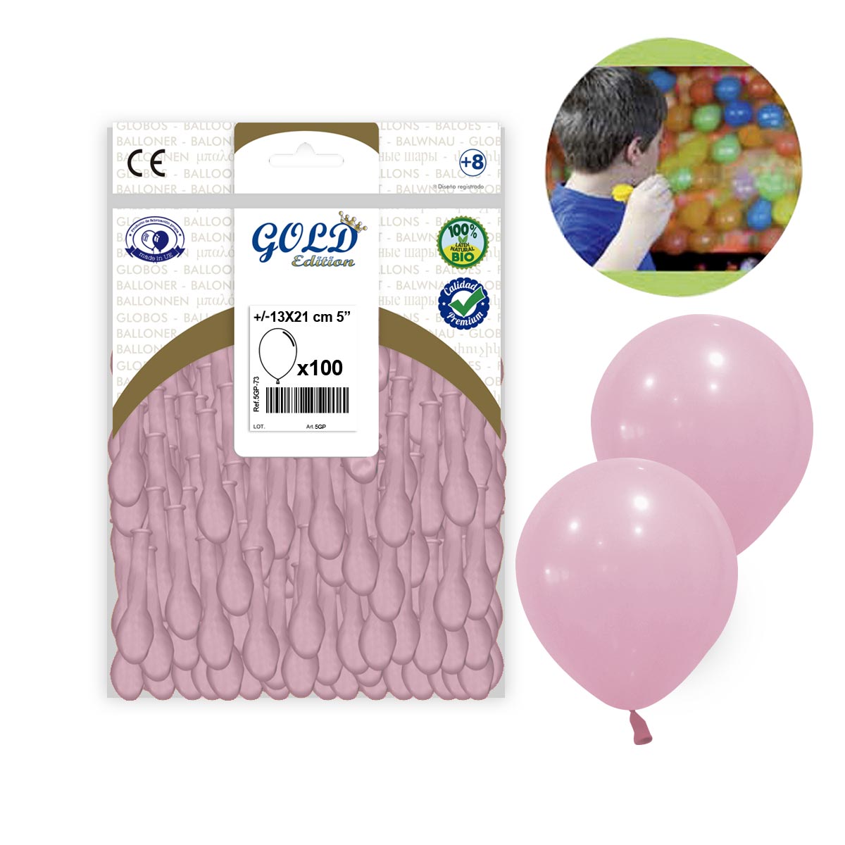 Globos Rosa Bebé Pastel 5" - Bolsa de 100