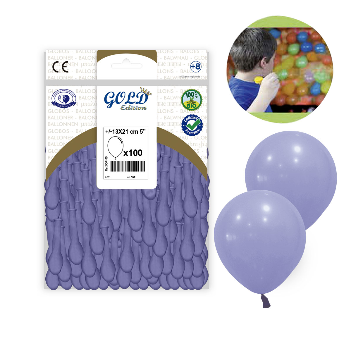 Globos Lila Pastel 5 Pulgadas Gold Edition