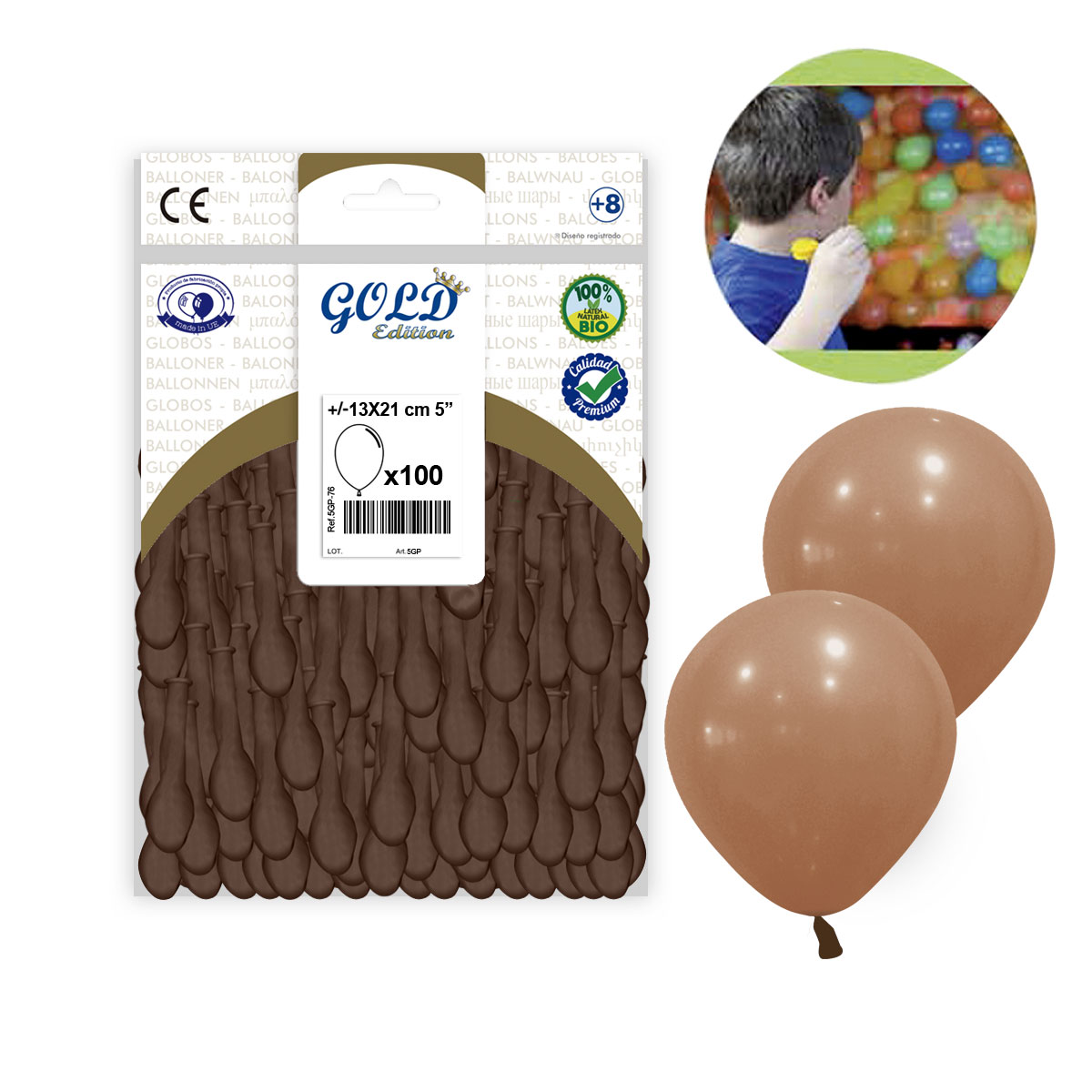 Globos Moca Gold 13x21cm
