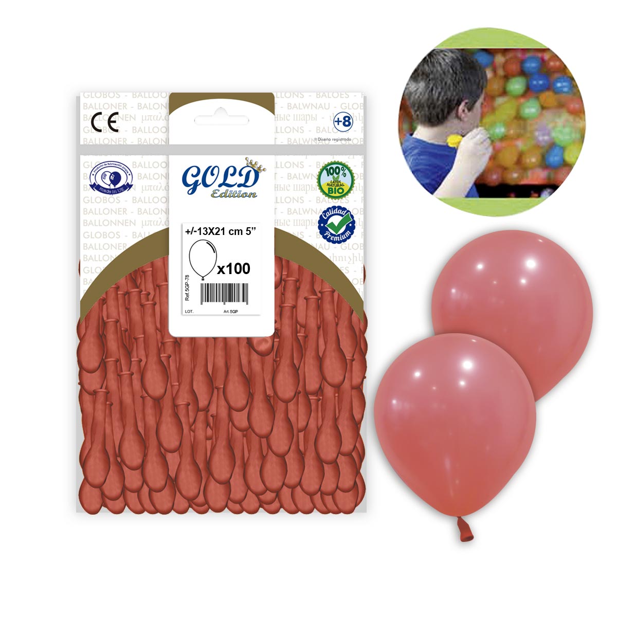 Globos Látex Coral 5" Gold Edition