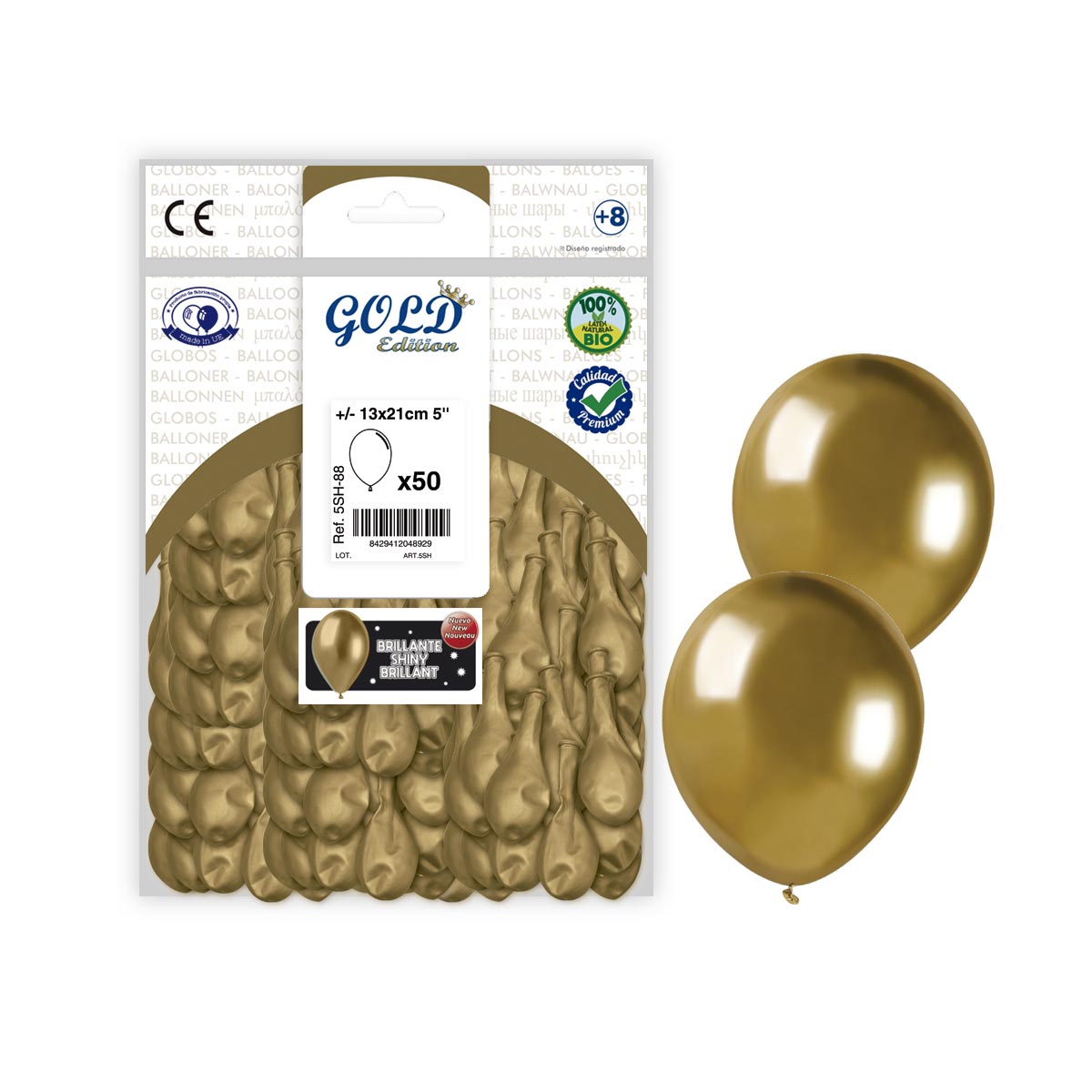 Globo Efecto Espejo Oro 13x21cm
