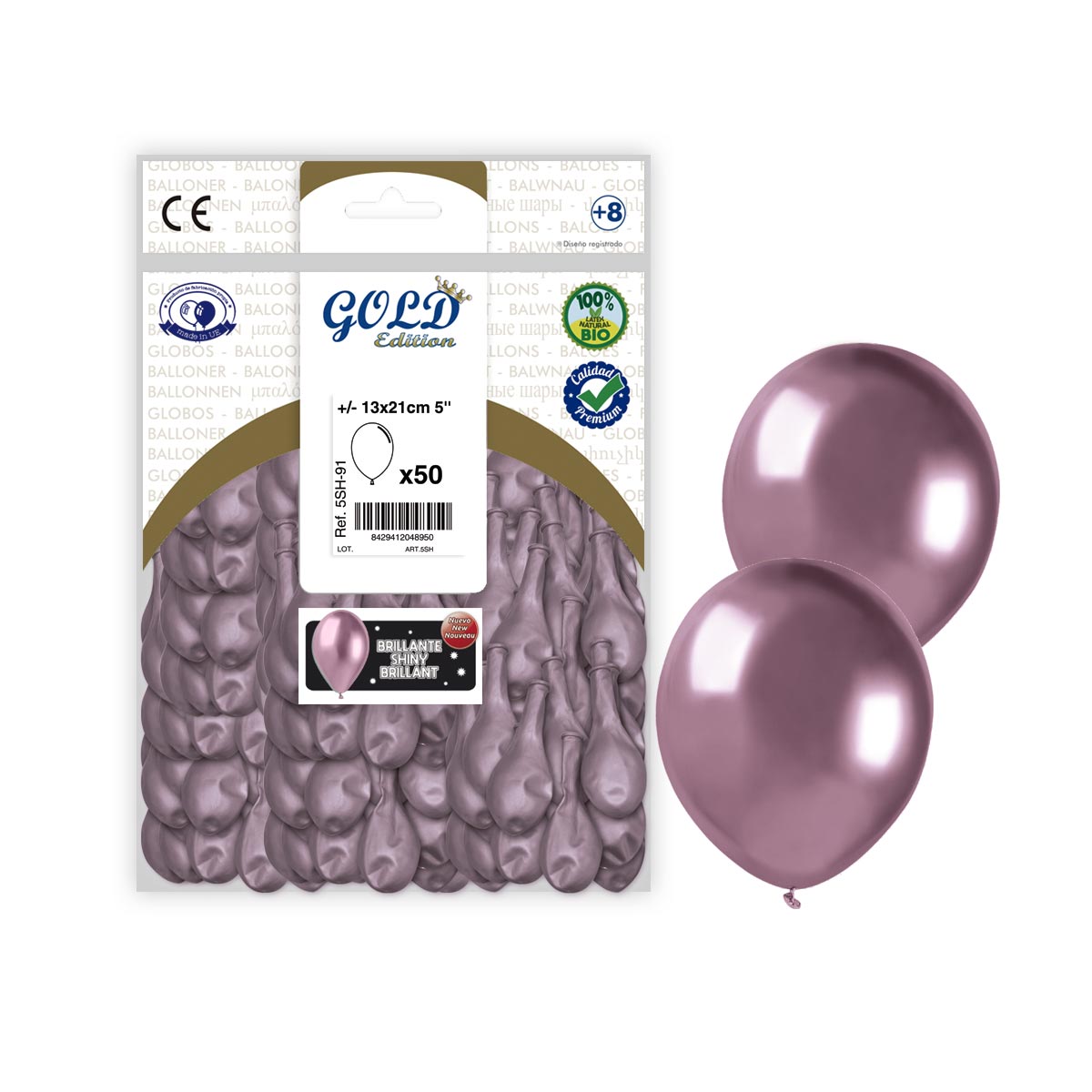 Balões Espelho Rosa 5 polegadas