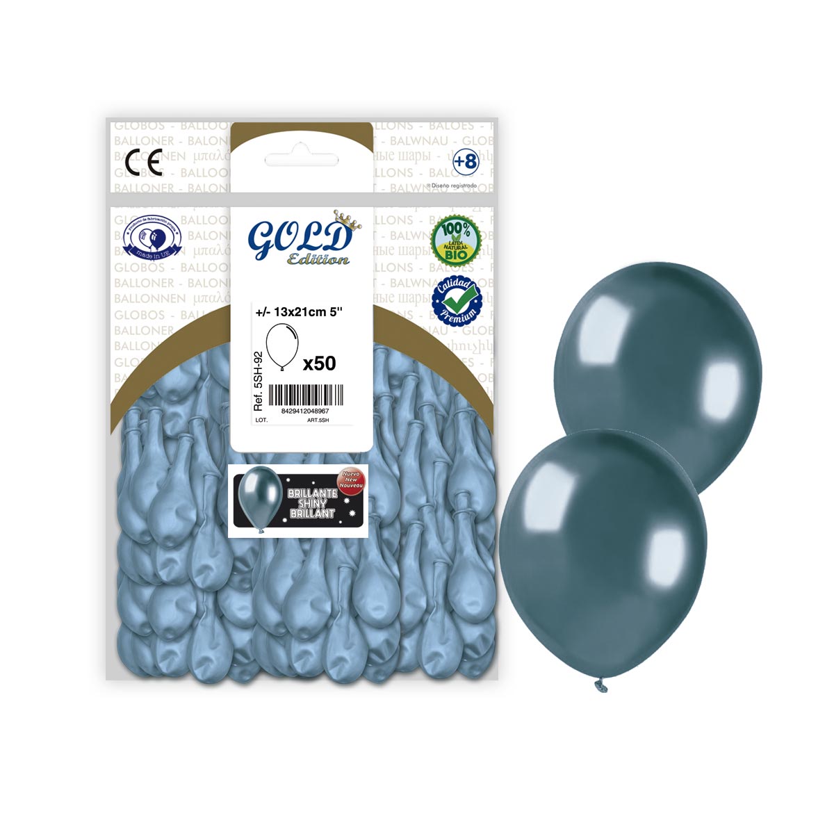 Blue Mirror Chrome Balloons 5"