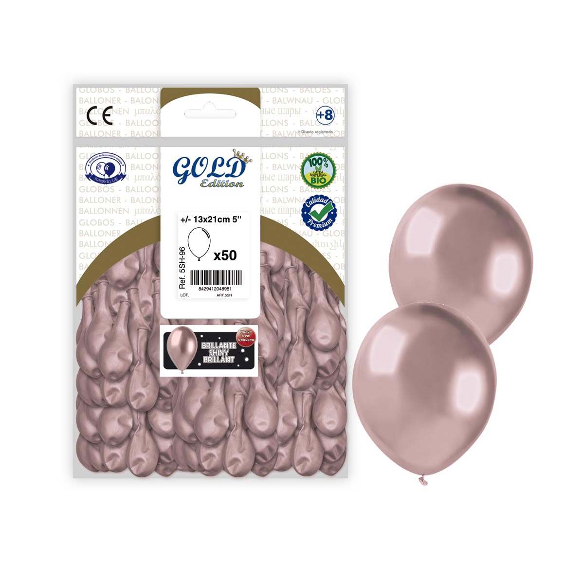 Globo Espejo Rosa Oro 5 pulgadas