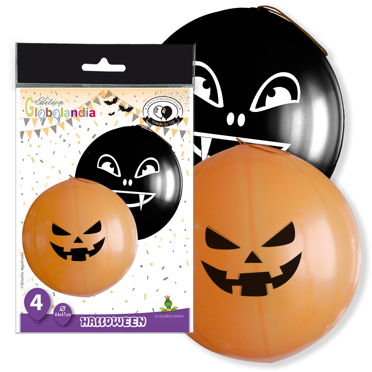 Globos Halloween Calabaza y Fantasma 18 Pulgadas