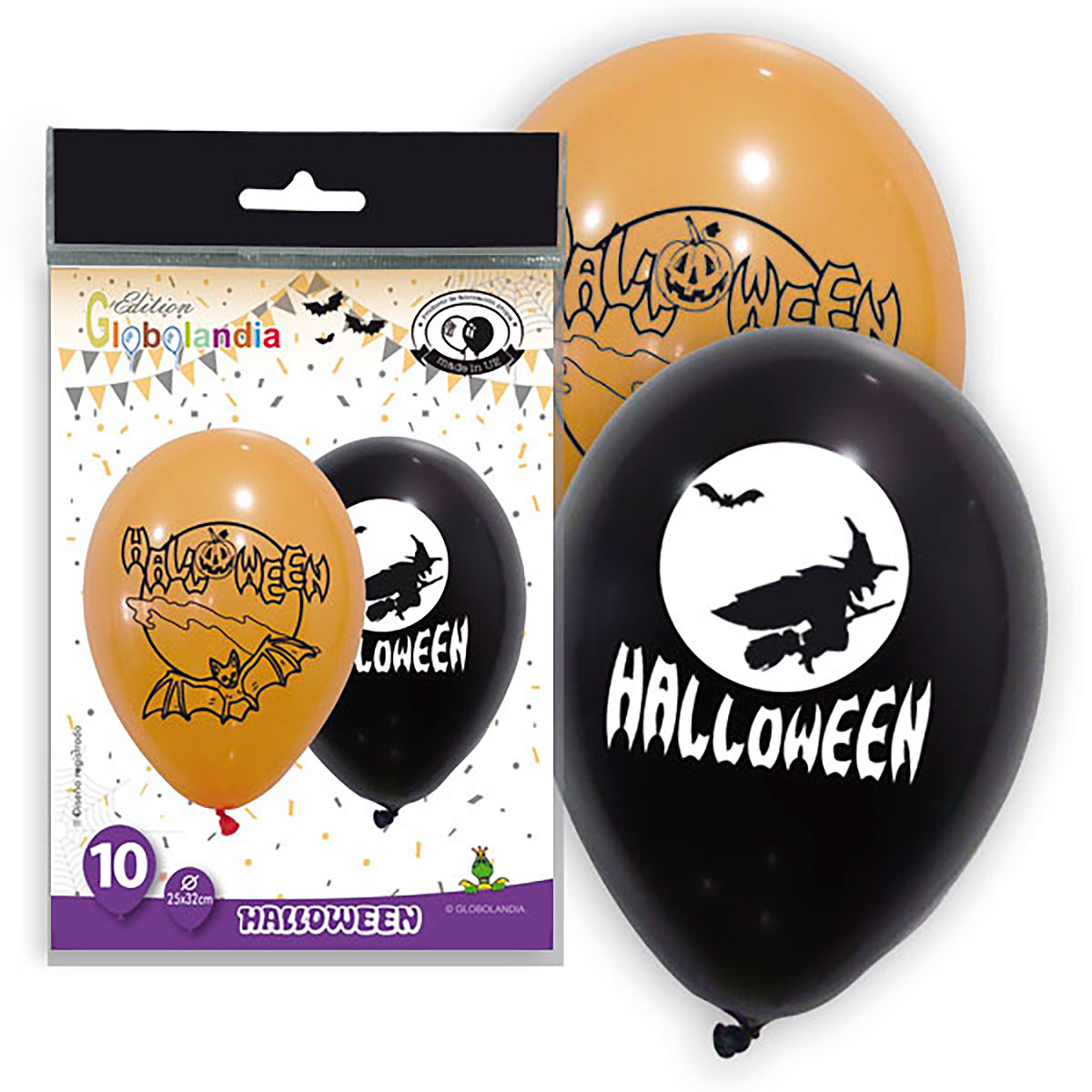 Globos Halloween naranja y negro impresos