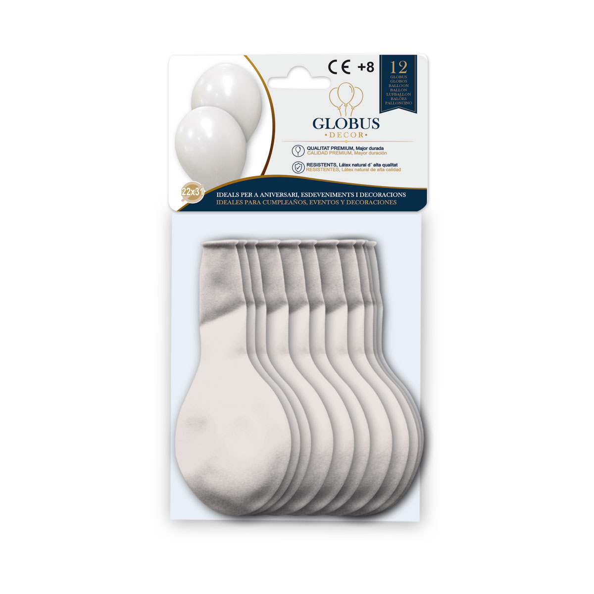 B/ GLOBUS DECOR 12 GL 10P BLANCO 001