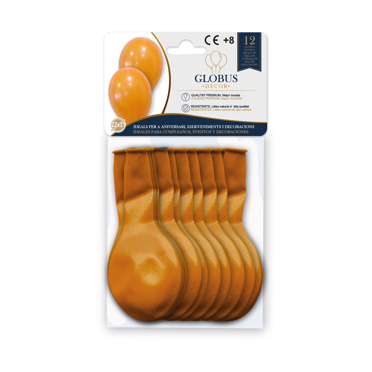 B/ GLOBUS DECOR 12 GL 10P NARANJA 004