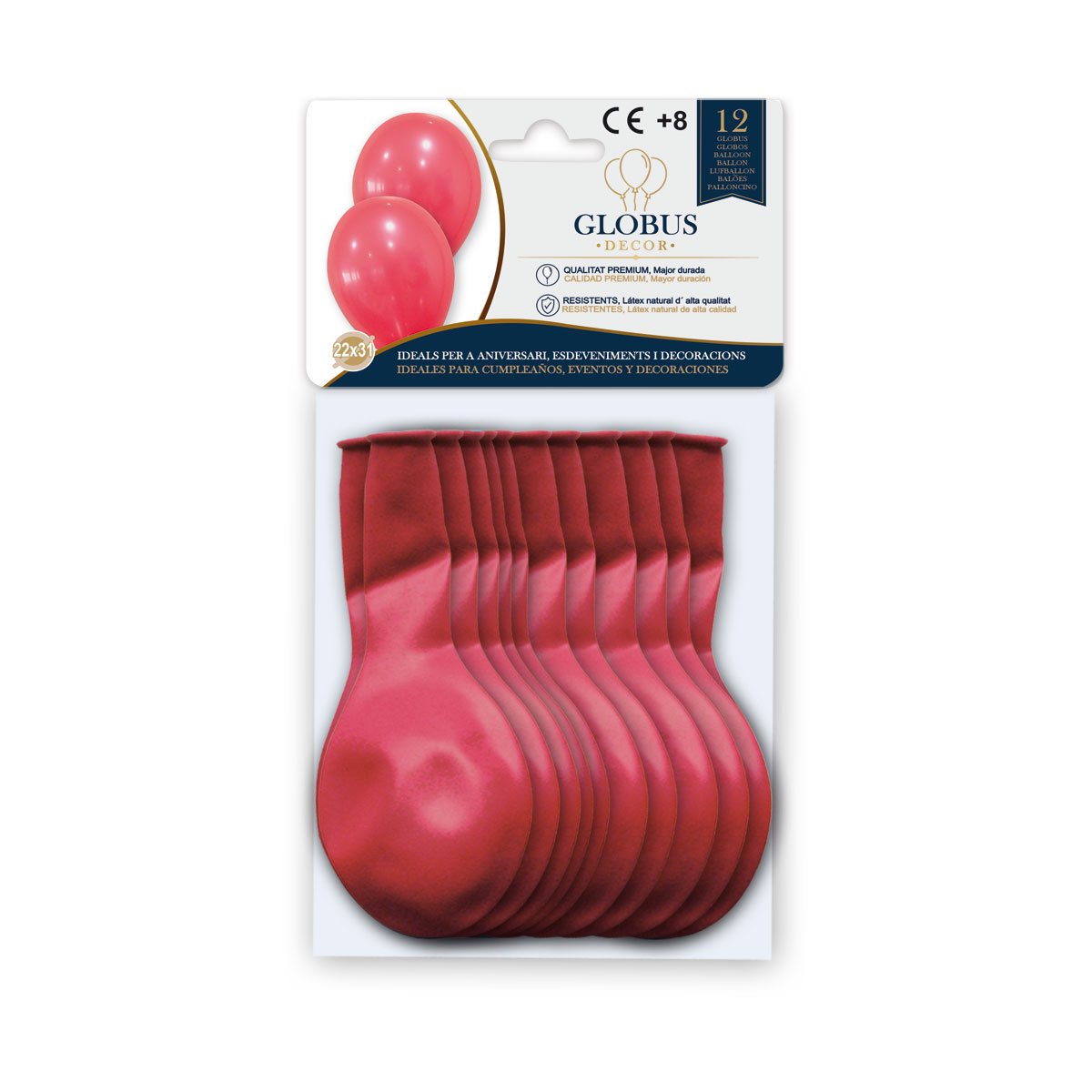 B/ GLOBUS DECOR 12 GL 10P ROJO 005