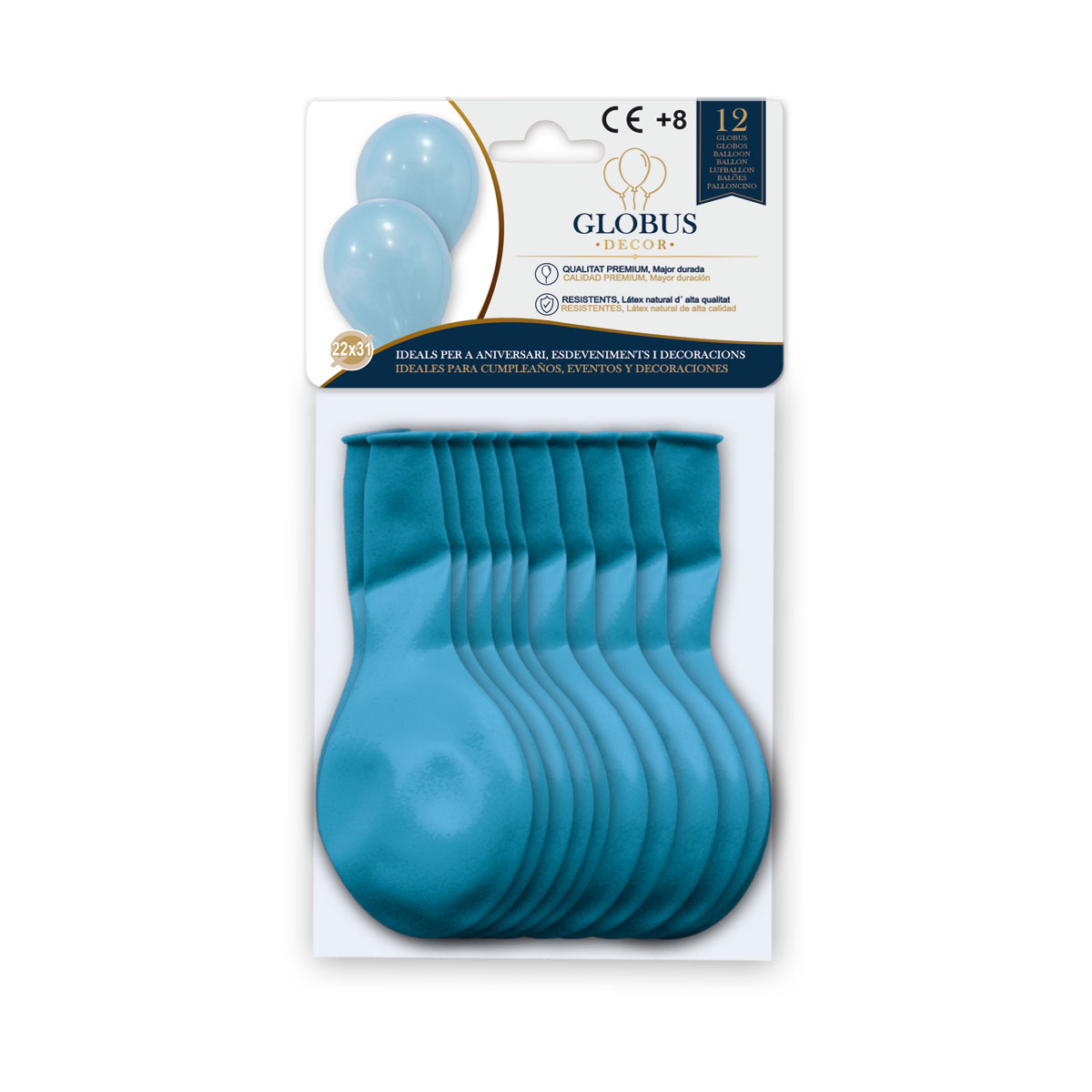 Globos Látex Celeste Pastel 12 uds