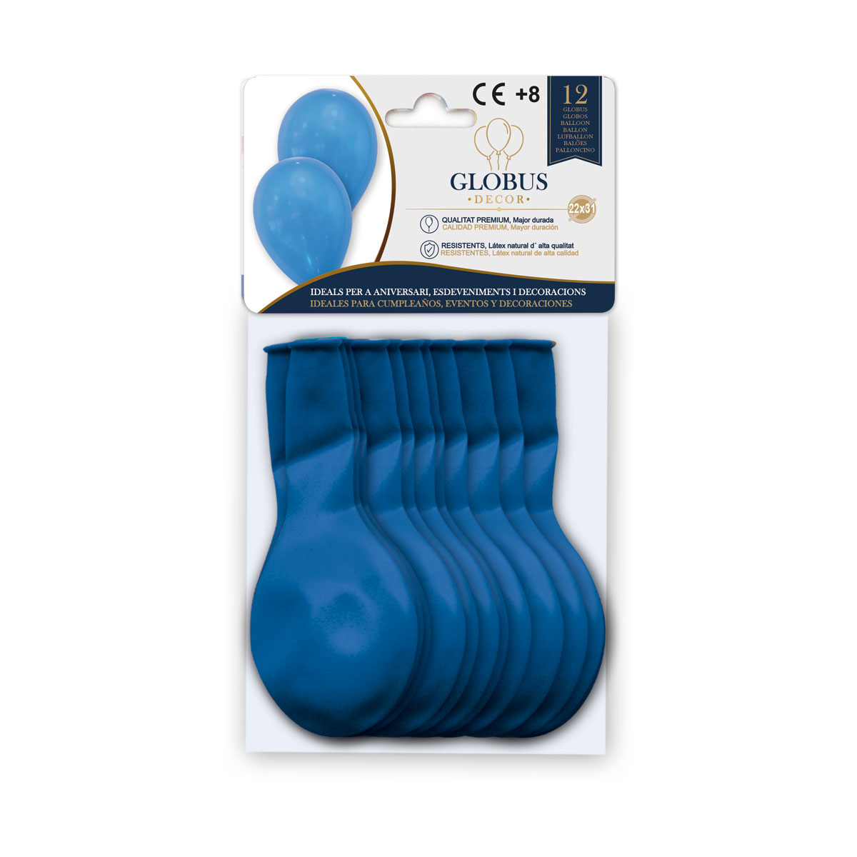 Bolsa 12 globos látex Globus Decor azul